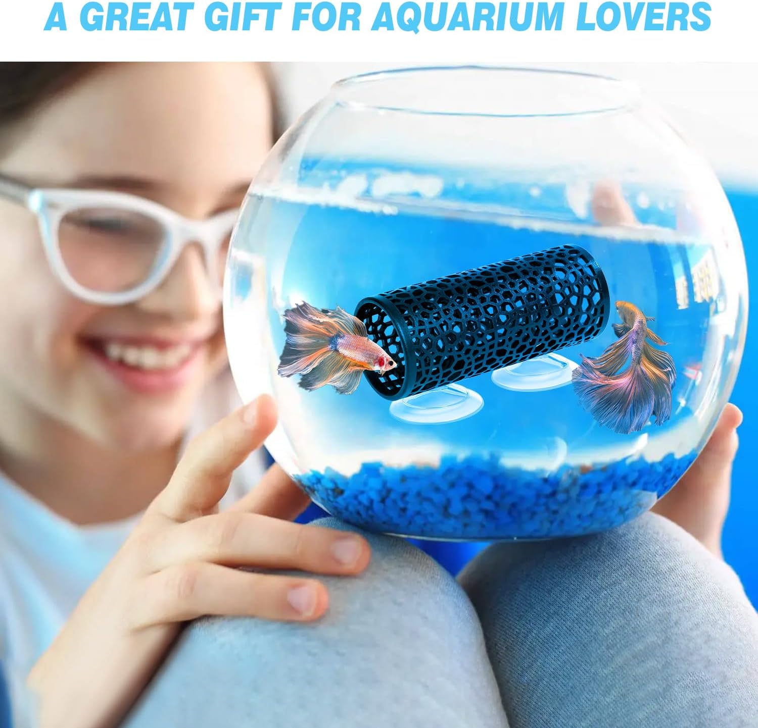 Abizoo Betta Fish Toys - Betta Tunnel Black, Small Hole Hollow Cave, Safer for Small Fish & Shrimp, Aquarium Decor & Hideout Tube