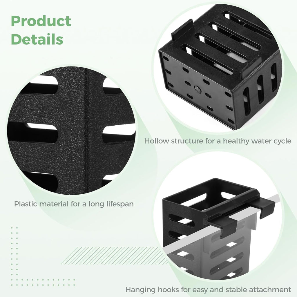 Lnrueg 8PCS Aquarium Plant Holder with Hooks, Hanging Rimmed Tank Plant Pot Aquarium PlantersCups, Upgraded Aquatic Planter Cups for Fish Tank Aquaponic Planter and Aquascape Decorations