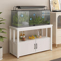 5-75 Gallon Aquarium Stands, 3 Tier Metal Frame Fish Tank Stand with Cabinet Storage, Reptile Tank Stand for Home Living Room Bedroom Office, 2200LBS Capacity (white+white, L23.6″*W13.8″*H23.6″)