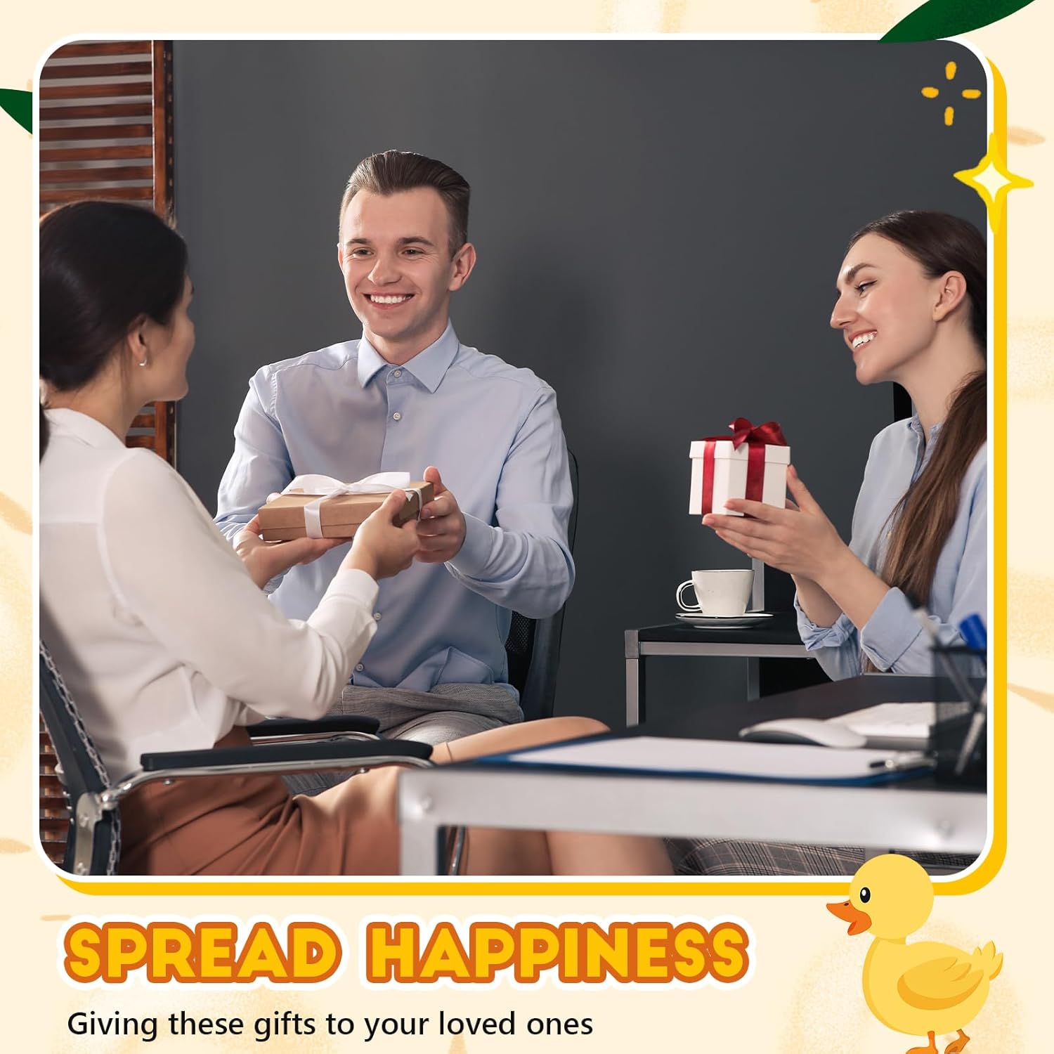 Gejoy 75 Pcs Support Duck Gift Set Include 25 Mini Rubber Duck 25 Motivational Card 25 Package Bag Positive Inspirational Gifts for Employee Coworker Staff Teacher Team Friends