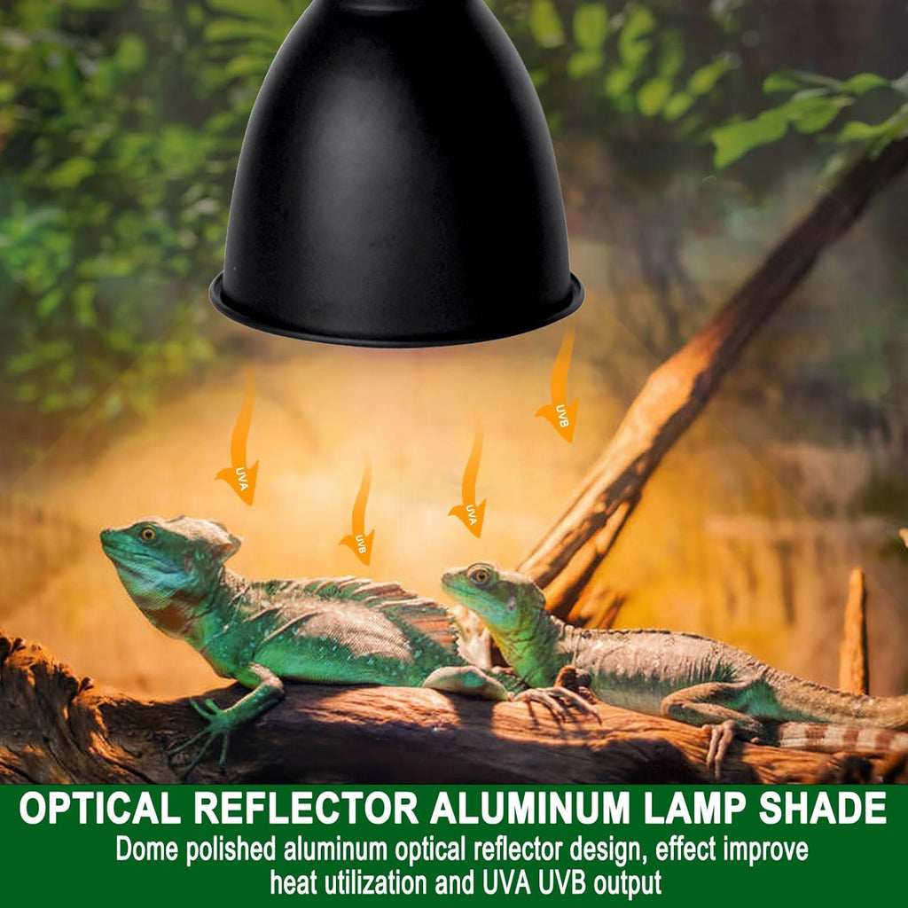 BNOSDM Reptile Light Fixture,5.5 Inch High Deep Dome Reptiles Heat Lamp Fixture for UVB UVA Bulb,Heat Basking Bulb,Optical Reflection Heat Lamp Fixtures for Reptile Amphibian Tank Terrariums