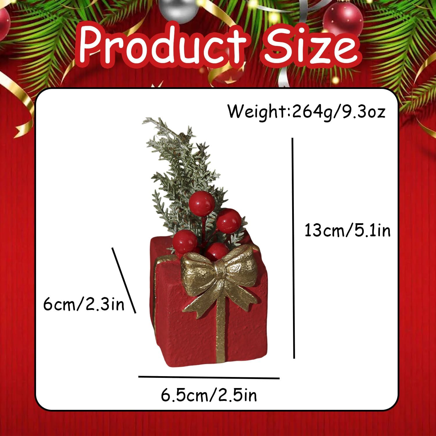 Mini Christmas Tree Tabletop Decorations, Artificial Xmas Tree Decor for Tables Red Berry ＆ Pine Branch with Snowman Base Christmas Table Decor for Winter Party Home Indoor Fireplace Mantel Decoration