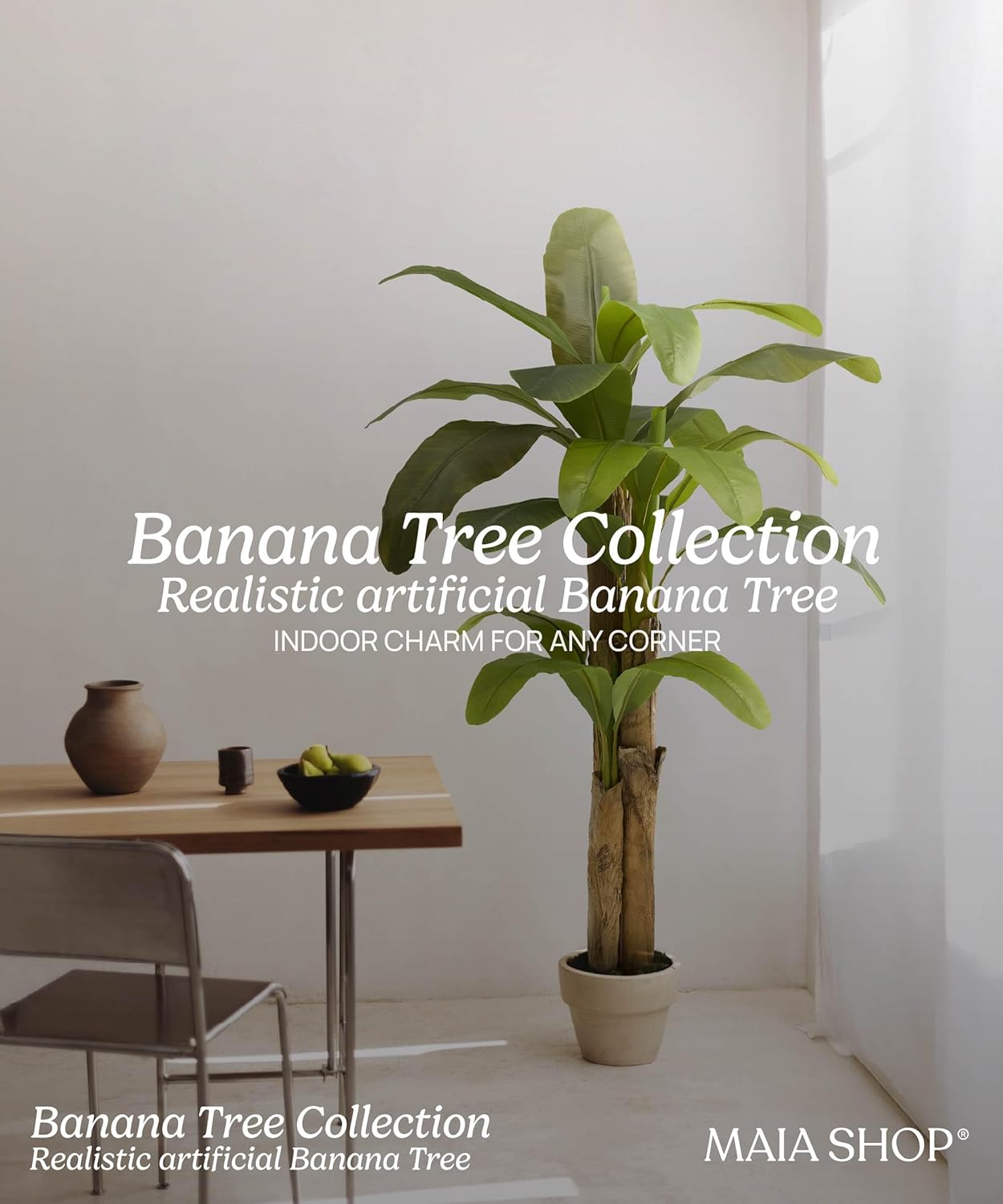 Maia Shop 2 Pack, 6ft Artificial Banana Tree Plant for House, Apartment or Office – Realistic Fake Indoor Plants for Living Room, Kitchen, Bedroom, Entryway or Bathroom – Faux Greenery for Home Décor