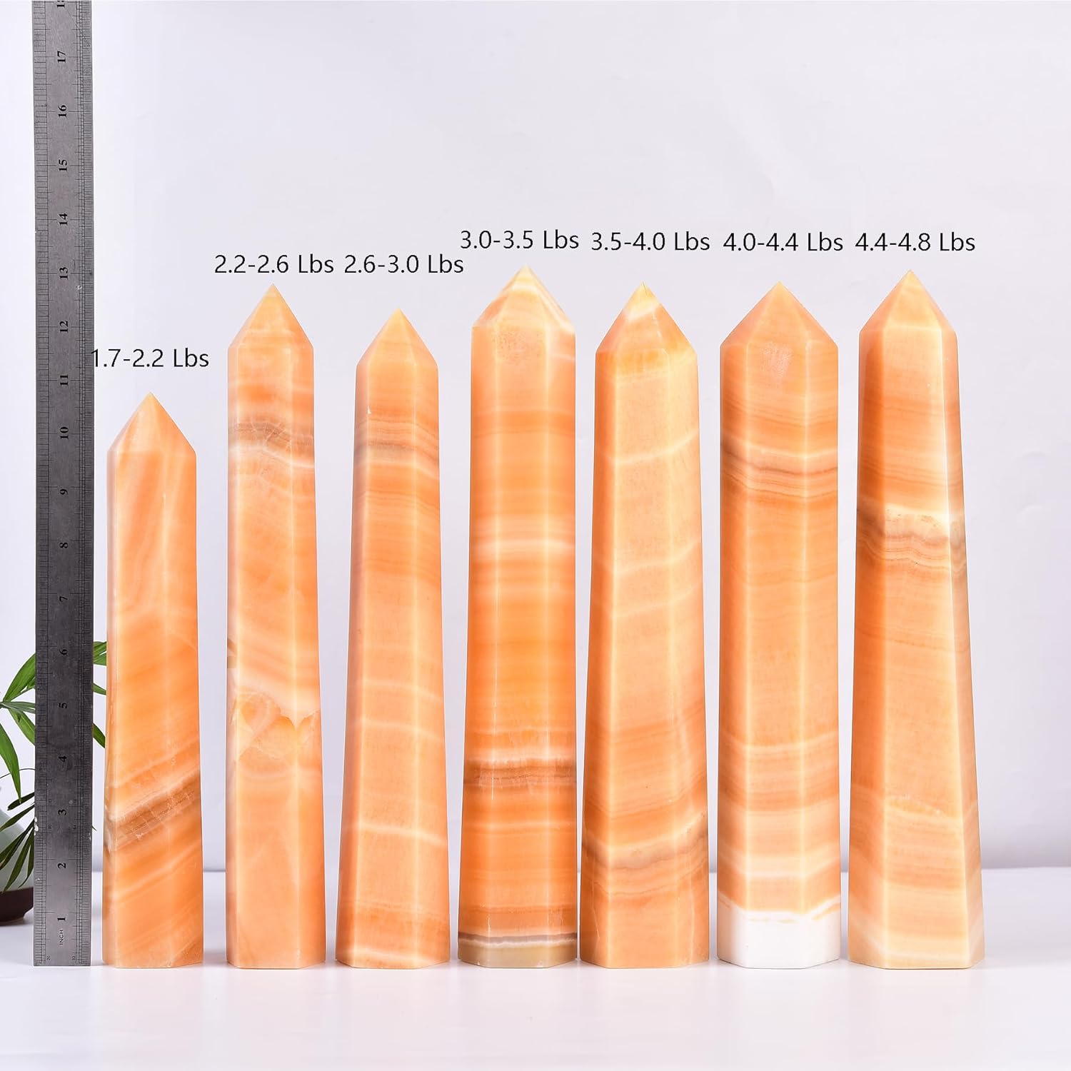JIC Gem Large Yellow Calcite Crystal Tower Natural Yellow Quartz Healing Crystal Point Wand Obelisk 6 Faceted Reiki Chakra Meditation Therapy Home Decor 1.7-2.2 Lbs