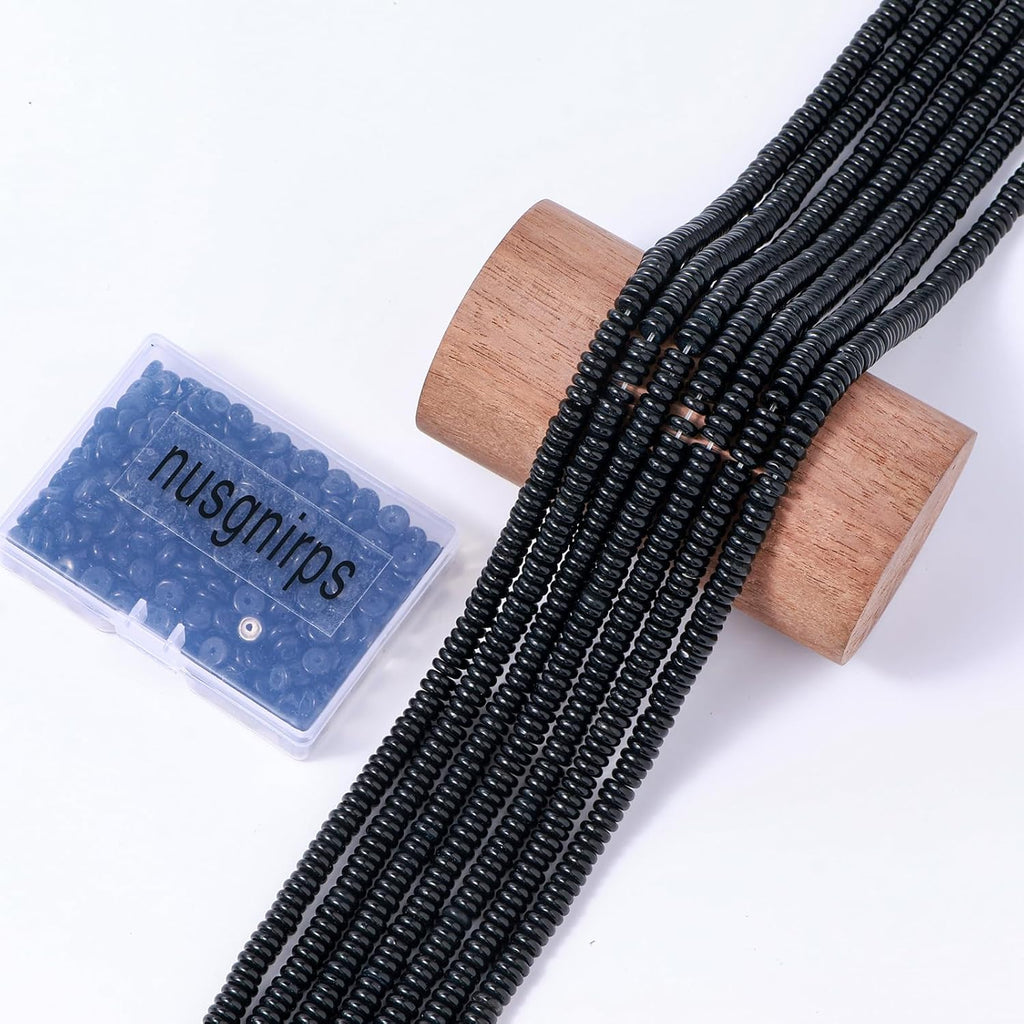 Natural Black Onyx Agate Disk Stone Spacer Beads 6x2mm 38cm/str Flat Rondelle Loose Semi Gemstone Caps for Making Bracelets Necklace