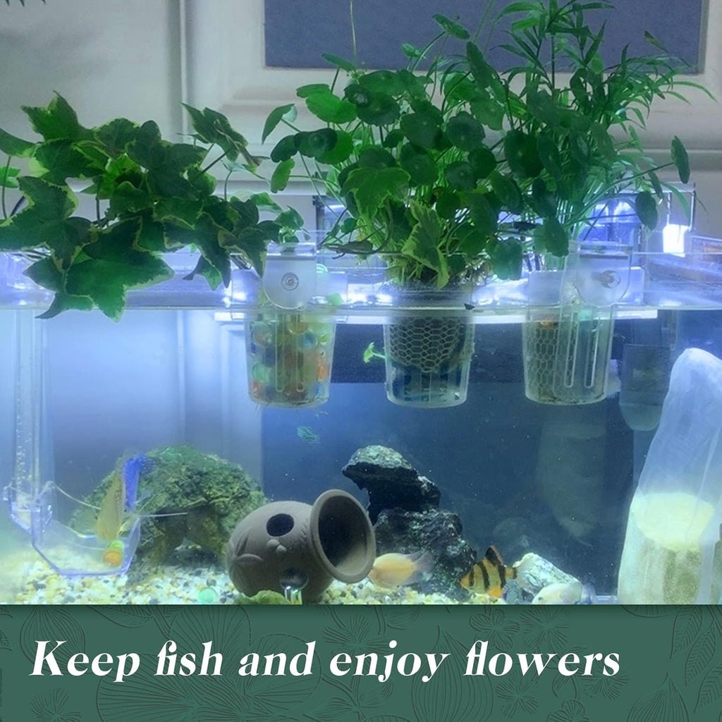 Upgrade Acrylic Aquarium Plant Holder Hanging Aquatic Plant Holder,Adjustable Hook Fish Tank Pot for Hanging Cultivation and Aquarium Decor