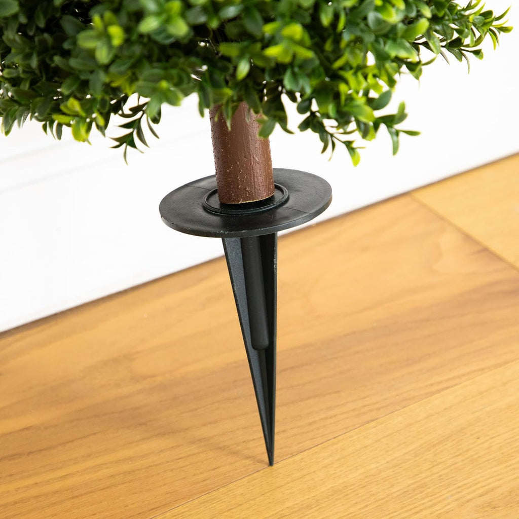 Nearly Natural 4ft UV Resistant Artificial Boxwood Plant with Integrated Ground Stake - Set of 2