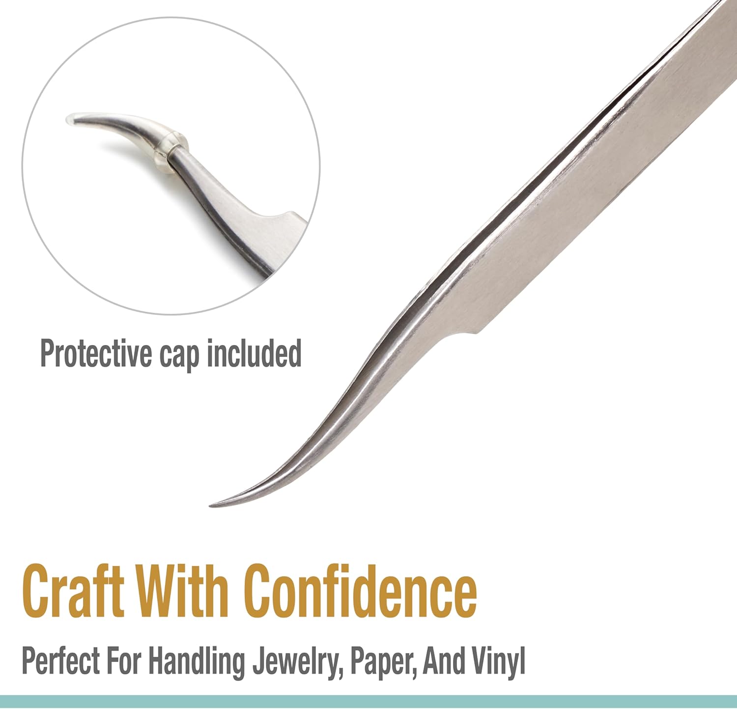 Beaditive High Precision Curved Tip Tweezers 3 Pack - 4.5" Craft Tweezers for Sewing, Beading & DIY Crafts - Non-Serrated Jewelry Tweezer Set with Fine Curved Tips - Stainless Steel Hobby Tweezers