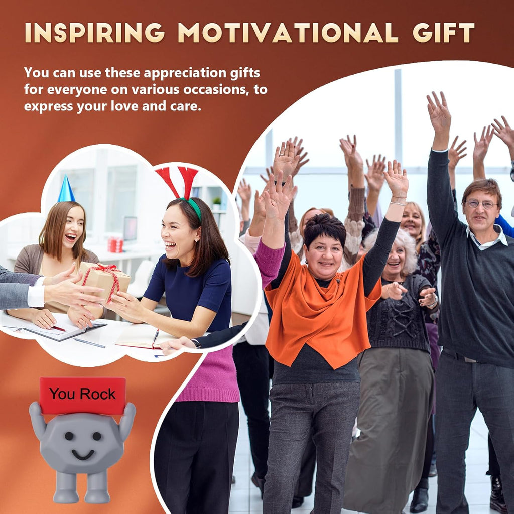 Gejoy 50 Pcs Mini Rubber Stone Toys Positive Gifts You Rock Mini Rubber Figures Decorations and Encouragement Birthday Motivational Gifts for Colleague Staff Teacher