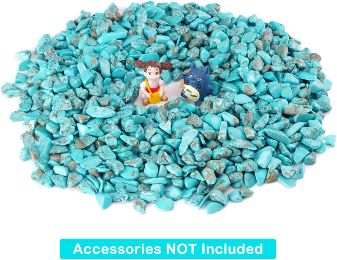 WAYBER 1 Lb/460g Green Turquoise Decorative Stones Irregular Aquarium Pebbles Crystal Rocks Quartz Gravels for Fish Turtle Tank/Succulent Plants/Air Plants Decoration (Fill 1 Cup)