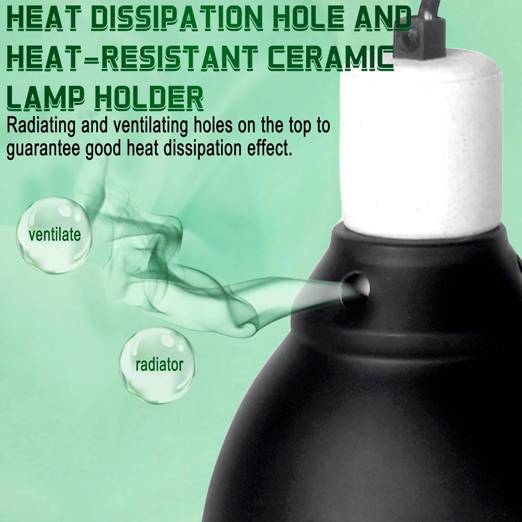 BNOSDM Reptile Light Fixture,5.5 Inch Shallow Dome Reptiles Heat Lamp Fixture for UVB UVA Bulb,Heat Basking Bulb,Optical Reflection Heat Lamp Fixtures for Reptile Amphibian Tank Terrariums
