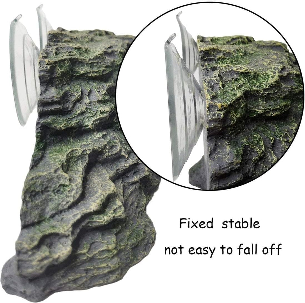 kathson Turtle Basking Platform Baby Tortoise Climbing Ramp Shale Reptiles Dock Resting Terrace Stone Aquarium Ornament Rock Landscaping Decoration for Frogs Newts (Medium Size:8.2”Lx3.3”Wx3.1”H)