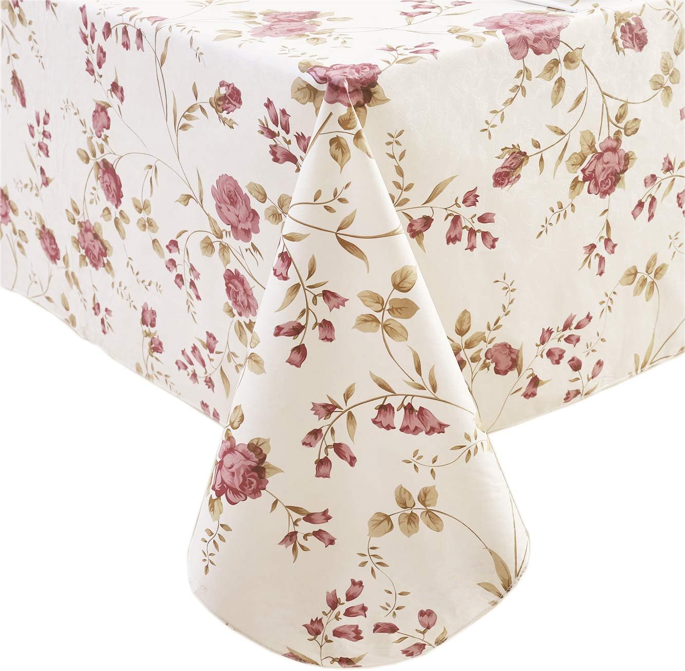 Walrus Heavy Duty Vinyl Tablecloth with Flannel Backing Waterproof Oil-Proof Plastic Table Cloth Stain-Resistant Wipeable Rectangle or Square Table Cover for Indoor and Outdoor (Flowers, 52X70 Inch)