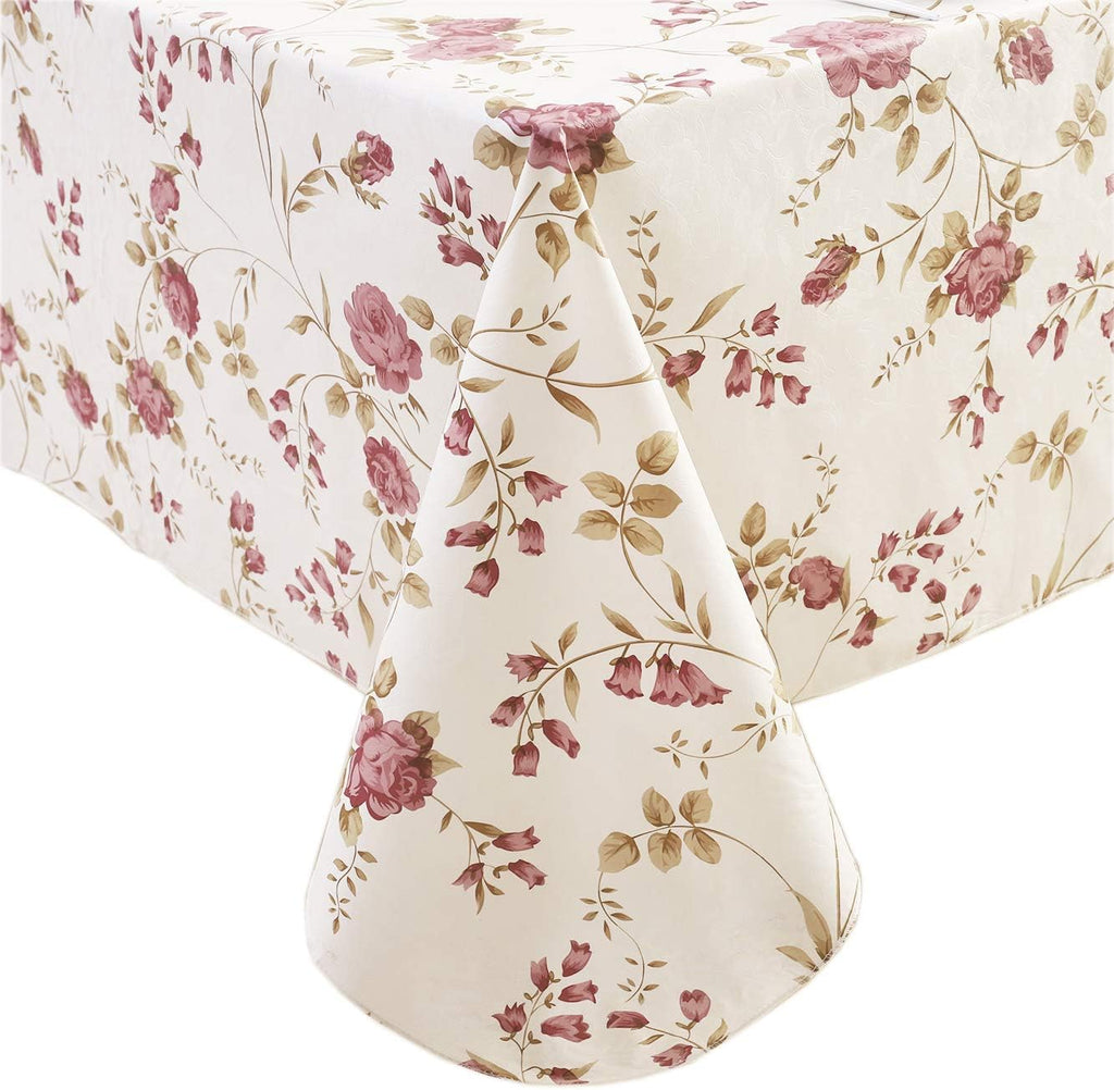 Walrus Heavy Duty Vinyl Tablecloth with Flannel Backing Waterproof Oil-Proof Plastic Table Cloth Stain-Resistant Wipeable Rectangle or Square Table Cover for Indoor and Outdoor (Flowers, 60X84 Inch)