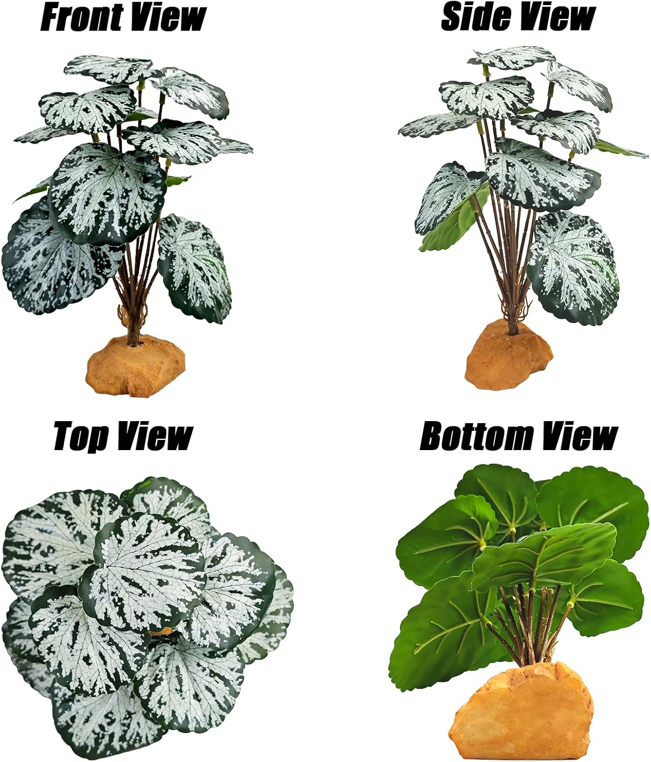 Woyrise Reptile Artificial Plants for Terrarium Decor, Amphibian Habitat Decorations Bearded Dragon Tank Accessories fit Crested Gecko Leopard Lizard Chameleon Snake Frog - Fake Spots Heuchera