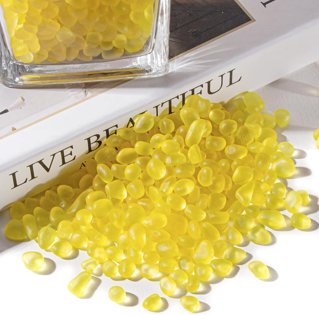Keedolla Aquarium Rocks Betta Fish Tank Gravel, 14oz Frosted Sea Glass Marbles Gemstones for Vase Fillers, DIY Crafts and Home Decor - Yellow, 6-9mm