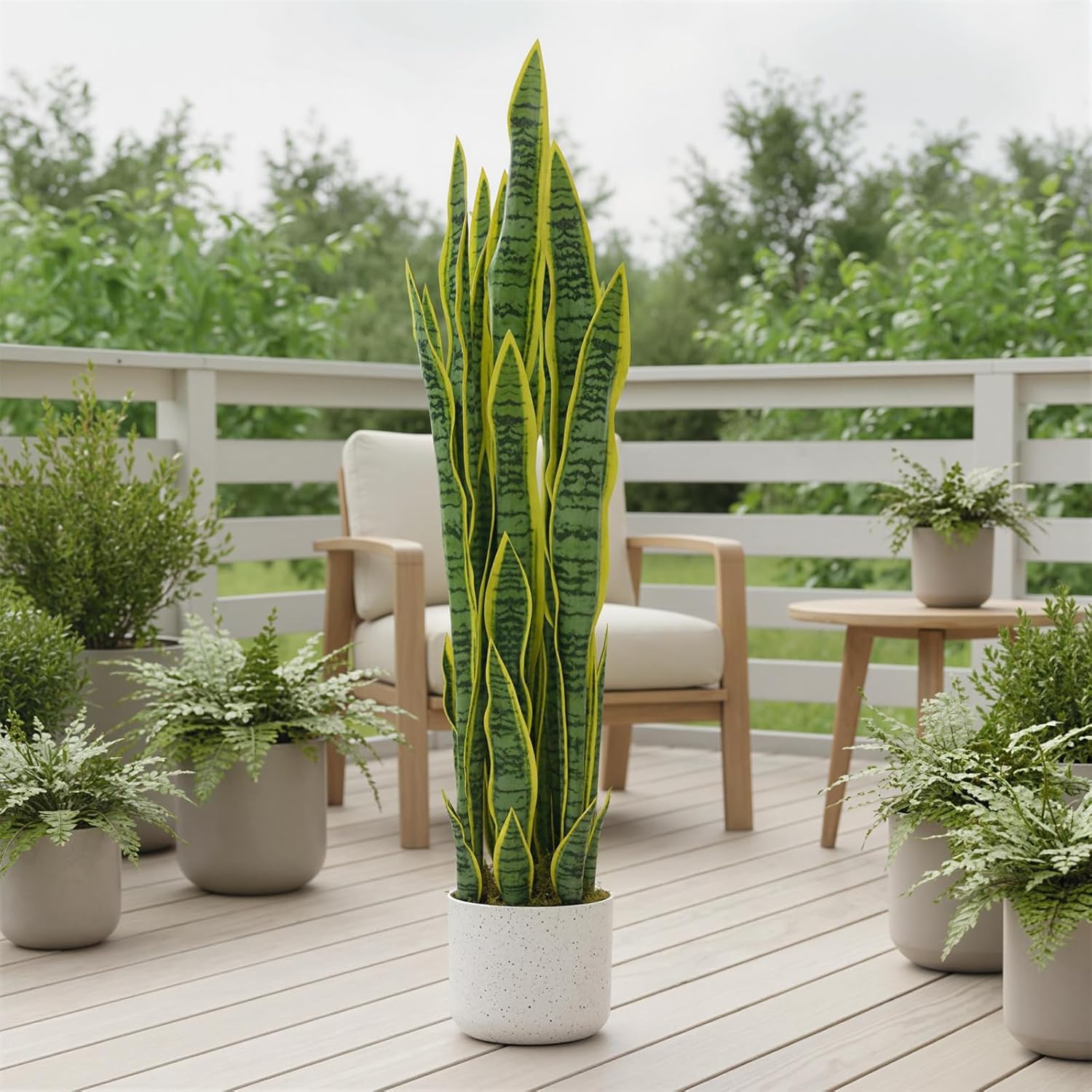 3 ft Tall Fake Snake Plant, Large Potted Artificial Sansevieria with Lifelike Leaves & Real Touch, Faux Decorative Tropical Plants Indoor for Living Room, Hallway, Entryway