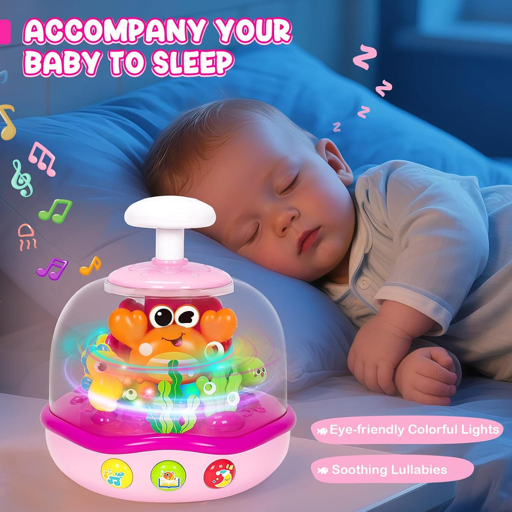 Baby Toys 6-12 Months, Musical Aquarium Infant Toys for 7 8 9 10 11 Months, Early Learning Educational Toy with Sound, Press Glow Spin for Cause and Effect, Christmas Birthday Gifts for Girls
