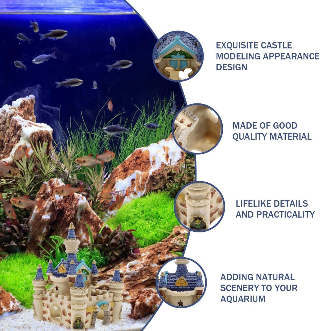 Aquarium Resin Castle Decoration Fish Tank Roman Castle Cave Hideout Betta Fish Ornament Accessories