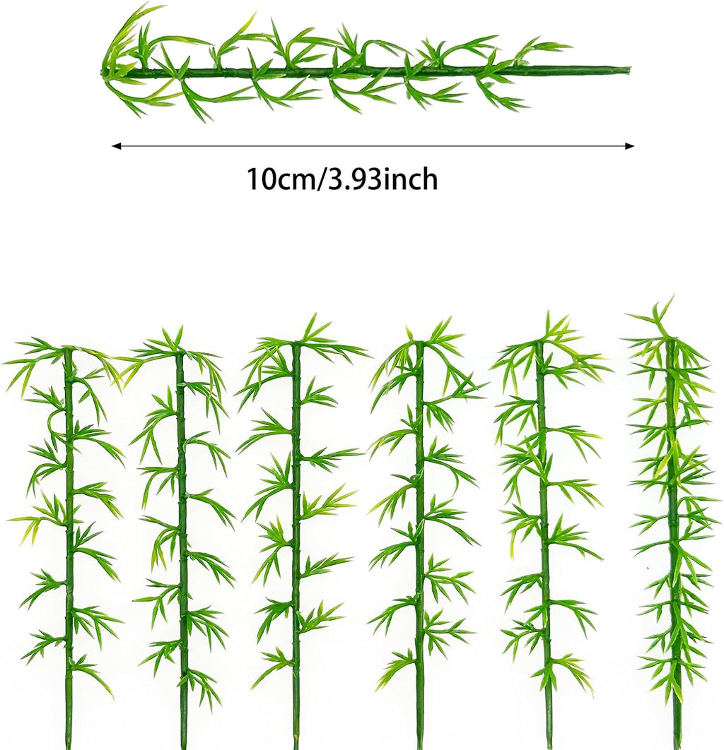 Woohome Model Miniature Bamboo Trees, Green Plastic Bamboo Trees for Building Model, Home Miniature Landscape Landform Diorama Project, 50 PCS, 3.94’’
