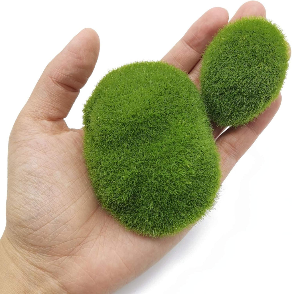RONYOUNG 40PCS 4 Size Artificial Moss Rocks Decorative, Green Moss Balls,Moss Stones, Green Moss Covered Stones, Fake Moss Decor for Floral Arrangements, Fairy Gardens and Crafting