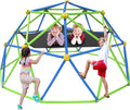 GVDV 10FT Climbing Dome with Hammock, Outdoor Jungle Gym for Kids, Geometric Dome Climber Supporting 880 Lbs Anti-Rust Metal Outdoor Play Structure ASTM Approved Blue & Green