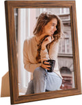 8x9 Wood Frame Brown, Natural Wooden 9x8in Picture Frames, Modern Golden 8 x 9inch Gallery Photo Pic Frame with HD Plexiglass, Horizontal Vertical Wall Mounting Tabletop Display 1Pcs