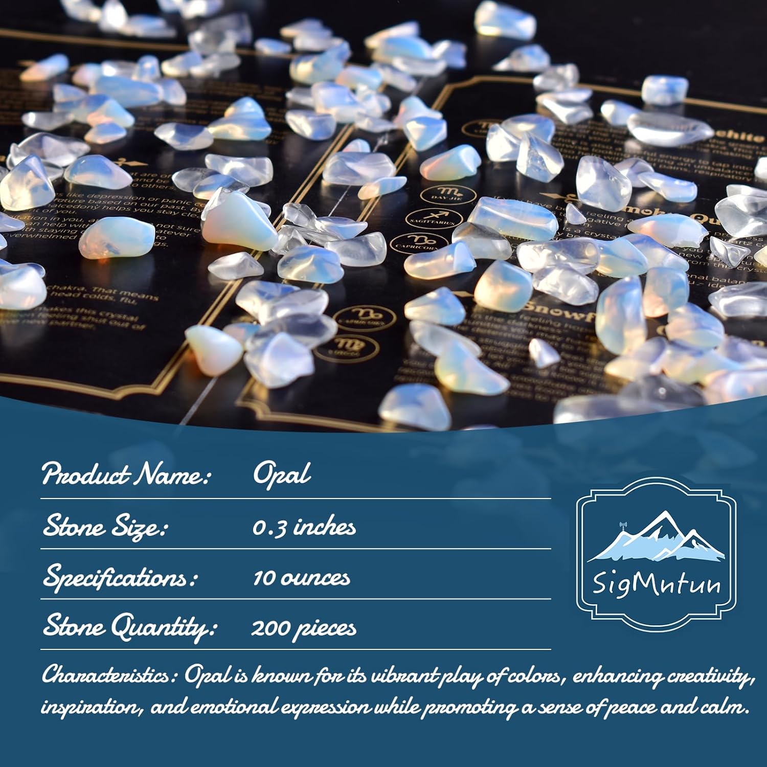 Polished Opal Crystal Chips 200 Pcs - 0.3" 10 oz Tumbled Stone Chips Crushed Sea Glass Stones Healing Reiki Crystal Making Home Decoration