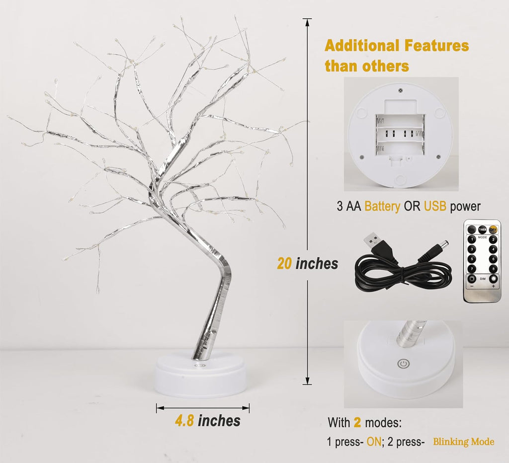 Twinkling Tree Fairy Light Spirit Tree Lamp Bonsai Tree Light, Fairy Light Tree, Cute Room Decor Aesthetic Decor, Cute Night Light Lamp, Twinkle Tree (RGB Lights 108 LED with Remote)