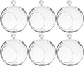 WGV Hanging Terrarium Globe, Width 6", Height 6.5", DIY Air Succulent Planter, Clear Glass Vase Orb with Flat Bottom, Candle Holder for Windowsill Outdoor Garden Decor, 6 Pieces Bulk