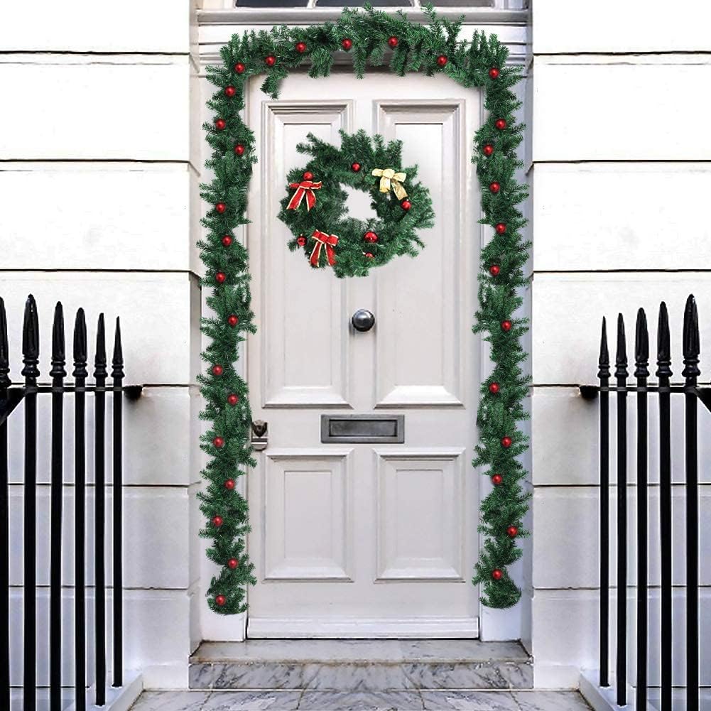 Outroad 9 ft Christmas Garland Soft Greenery Twist Wreath Artificial Ivy Non-Lit Green Garland, for Holiday Season Outdoor Indoor Party Decorations (5 Pack)