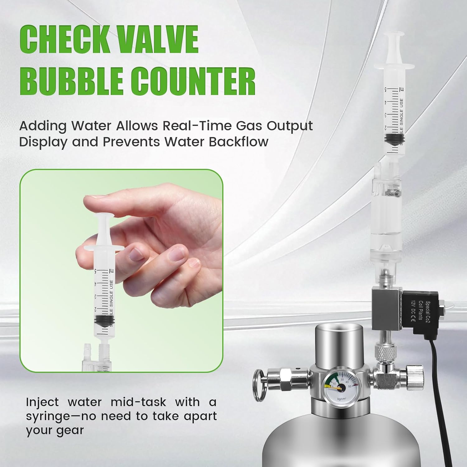 Aquarium Co2 System 2L with Double Switch Solenoid Valve, Co2 for Aquarium Plants with Adjustable Bubble Counter