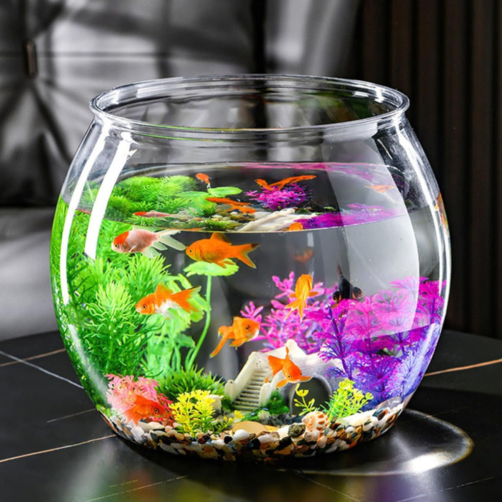 BESTonZON Clear Fish Bowl Vase Resistant Aquatic Planter for Goldfish Turtles Stylish Round Terrarium for Office Home Decor for Relaxing Corner Centerpiece