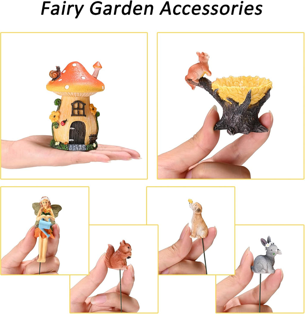 Sparkle Race Fairy Garden Accessories Kit with Miniature Figurines, Fairy Village Kit for Kids, Gnomes Garden Decorations, Outdoor & Indoor Ornaments