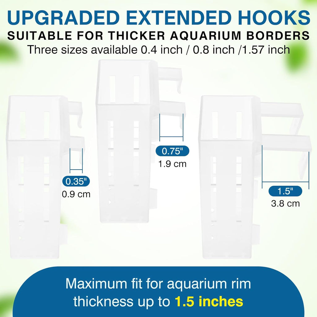 Borlech Upgraded Large Aquarium Plant Holder with Hooks and Suction Cups for Fish Tank Aquaponic Plant Cultivation and Aquascape Decorations (Semitransparent)
