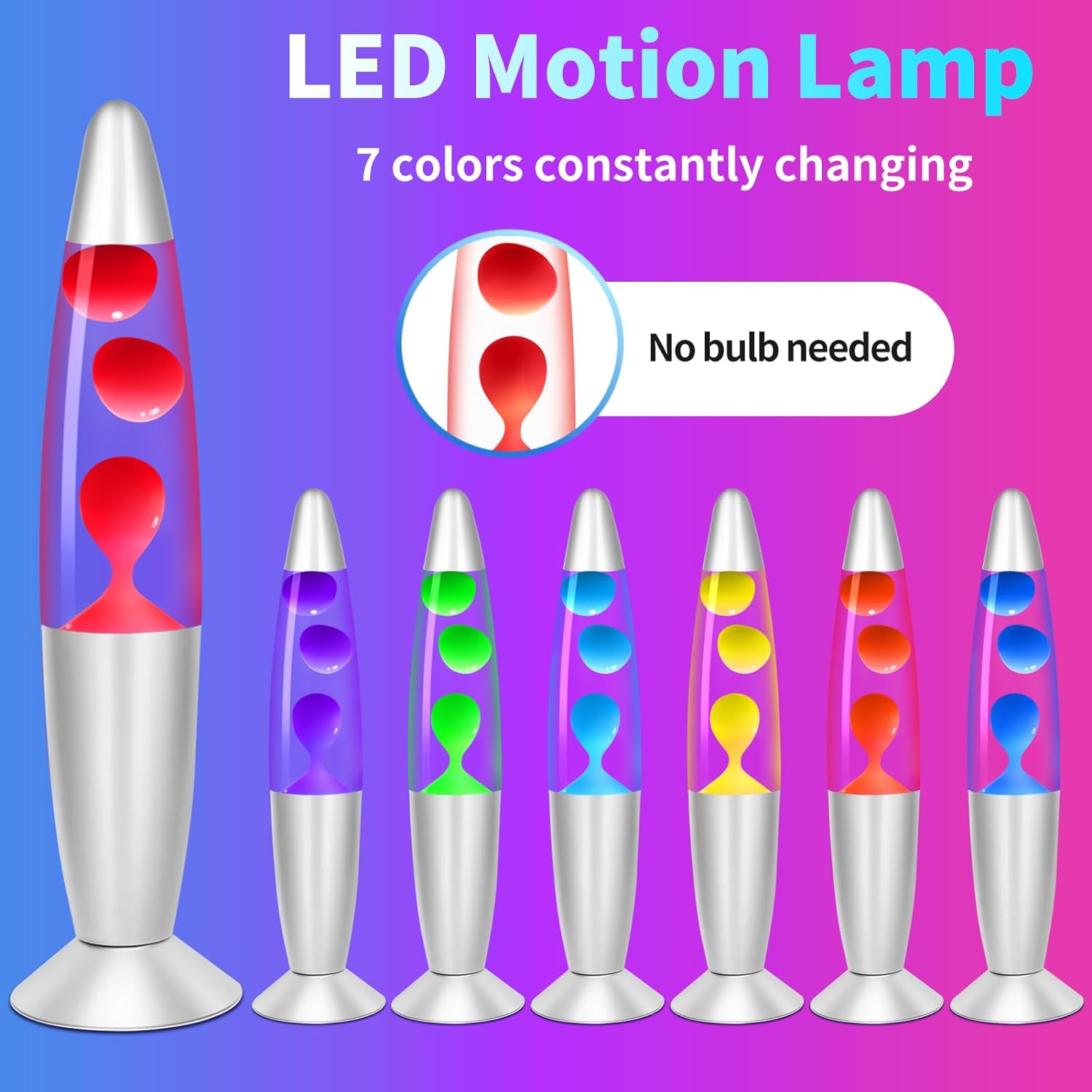 Multi Color Changing Liquid Motion Lamps, 13.5 Inch Small LED Night Lights for Kids Adults, Relaxing Mood Lighting for Bedroom Office, Glitter Christmas Decor Birthday Gifts