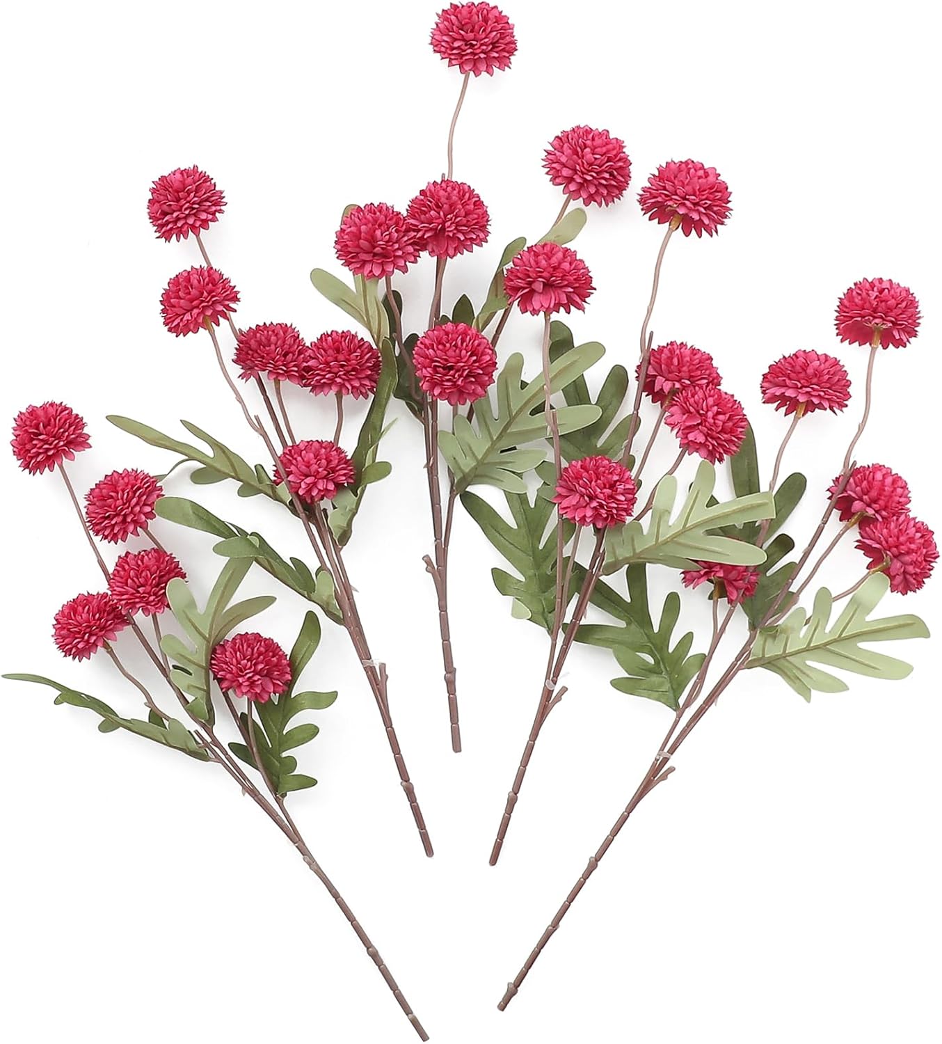 Floroom 5pcs Dark Pink Faux Silk Mums Artificial Flowers, Bulk Fake Small Mini Chrysanthemums with Stems for DIY Fuchsia Wedding Centerpieces Floral Arrangements Vase Fillers Home Decorations