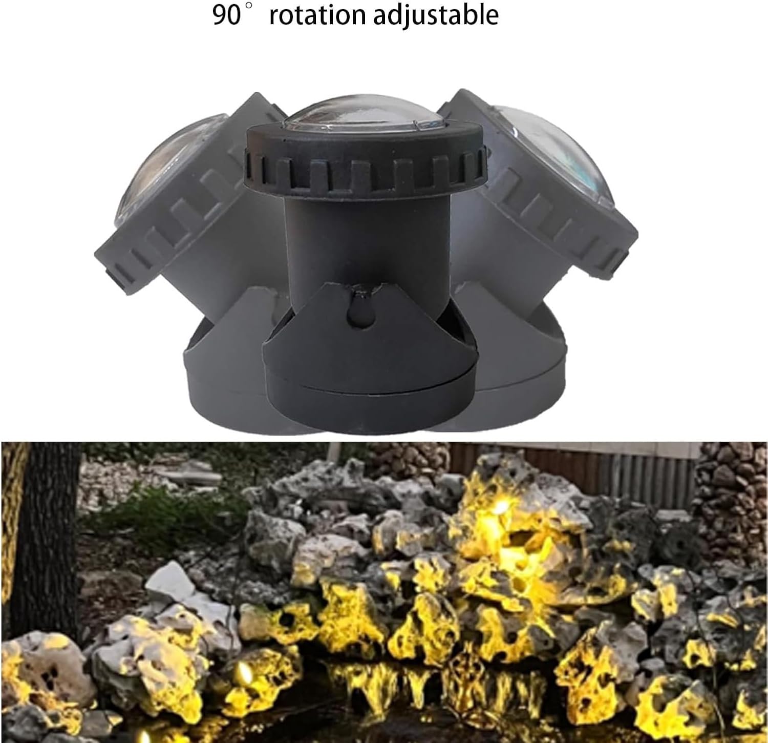 Warm White Pond Lights, Underwater Landscape Spotlights, IP68 Waterproof Submersible Fountain Lights for Garden Yard Aquarium Pond Fountain Waterfall (3 Lights)