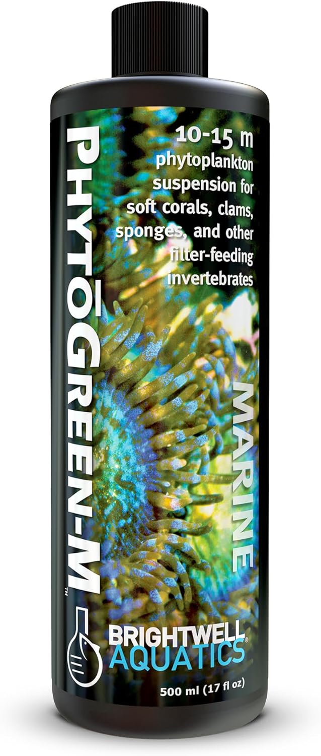 Brightwell Aquatics PhytōGreen-M Marine Phytoplankton for Reef Aquariums – Supports Corals, Sponges, Clams, Tube Worms & Filter Feeders – Amino Acids, EPA, 500 ml