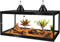 PROLEE Bearded Dragon Tank,81 Gallon Reptile Tank with Meatl Mesh Roof and Front Sliding Door, Lizard Tank,Spacious Reptile Enclosure for Snakes,Lguanas, Chameleons (Black)