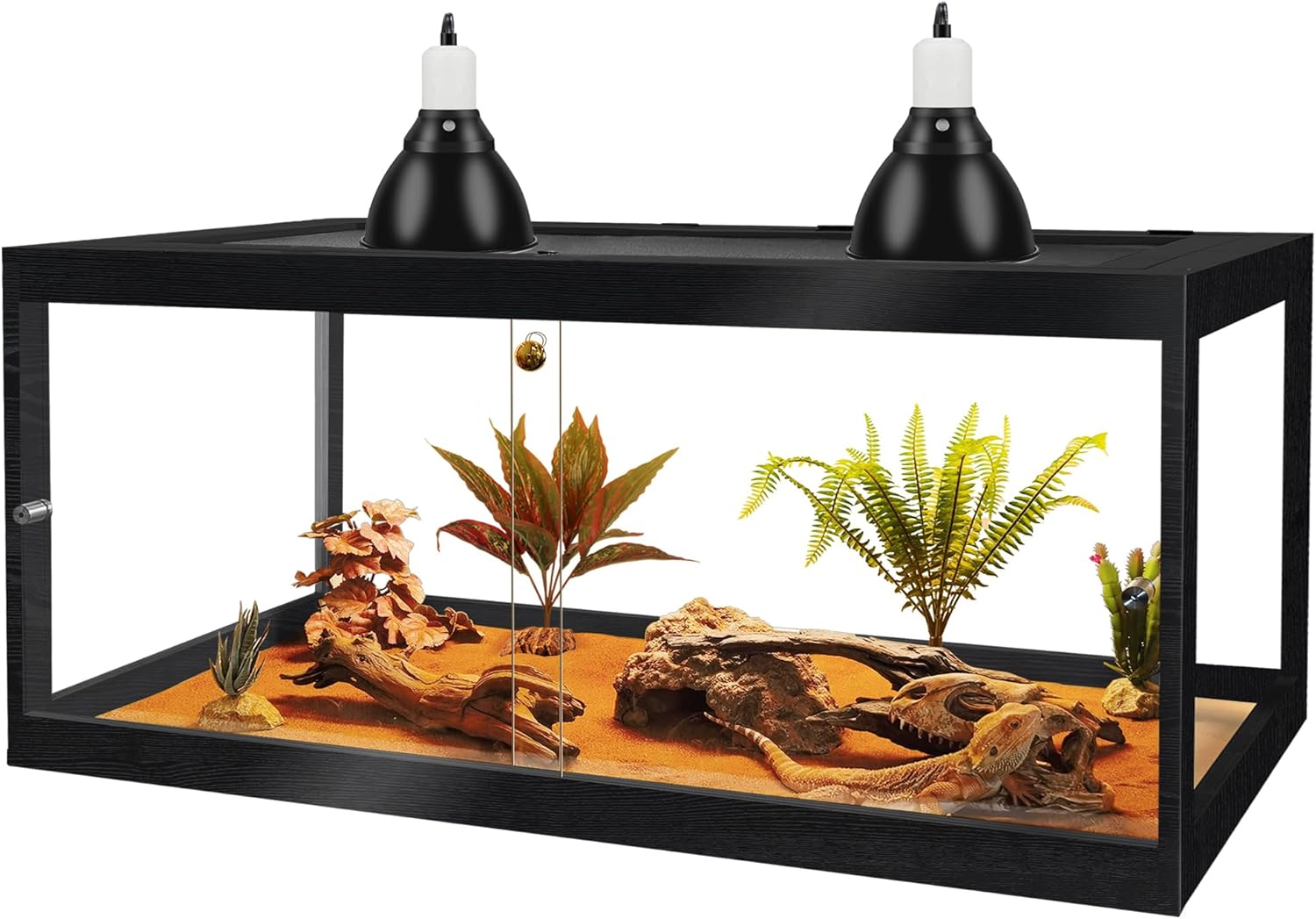 PROLEE Bearded Dragon Tank,81 Gallon Reptile Tank with Meatl Mesh Roof and Front Sliding Door, Lizard Tank,Spacious Reptile Enclosure for Snakes,Lguanas, Chameleons (Black)