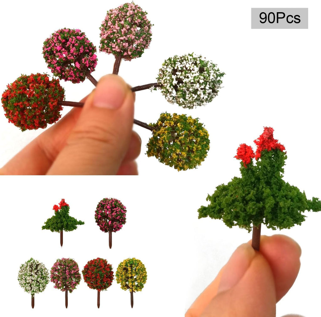 90Pcs Model Trees, Miniature Plants Train Scenery Artificial Fake Trees Model Railroad Scenery, Diorama Supplies, DIY Scenery Landscape