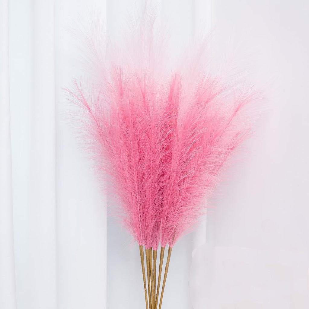 UiiziC Faux Pampas Grass Dried Fluffy 6pcs 37.5" Artificial Ascendant Grass for Vase Fillers Wedding Party Bouquets Home Hotel Centerpieces Decor (Deep Pink and Light Pink)