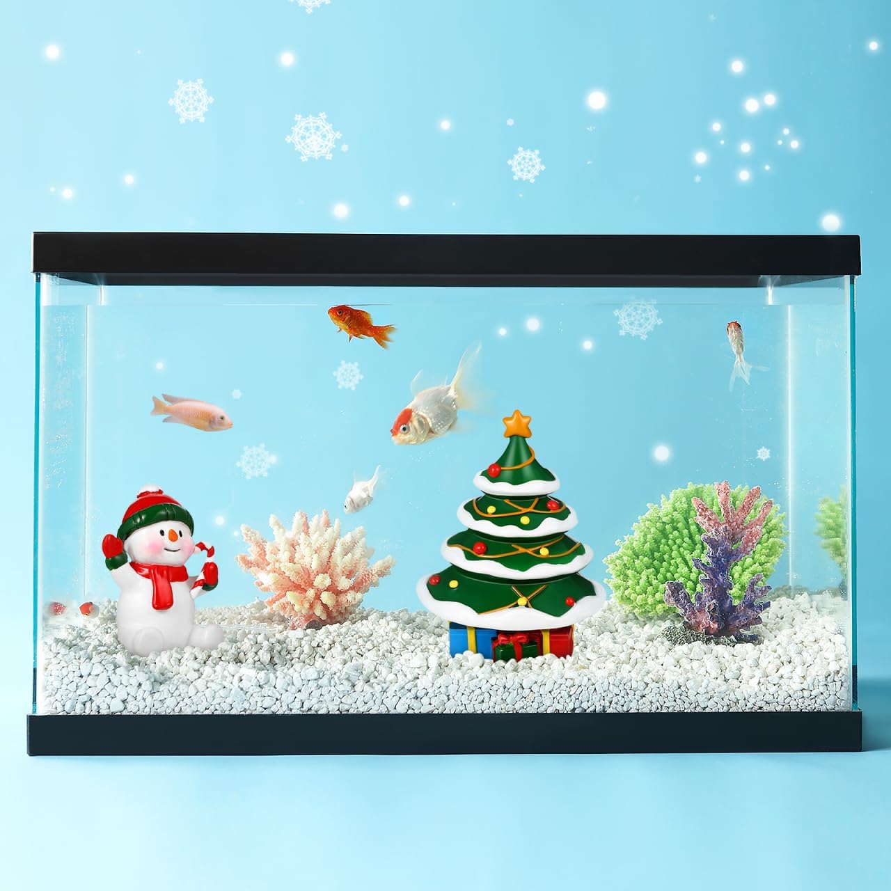 POPETPOP 2Pcs Christmas Aquarium Decorations- Resin Fish Tank Christmas Tree Snowman Decoration Micro Landscape Ornaments for Holiday Fish Tank Supplies Table Decor