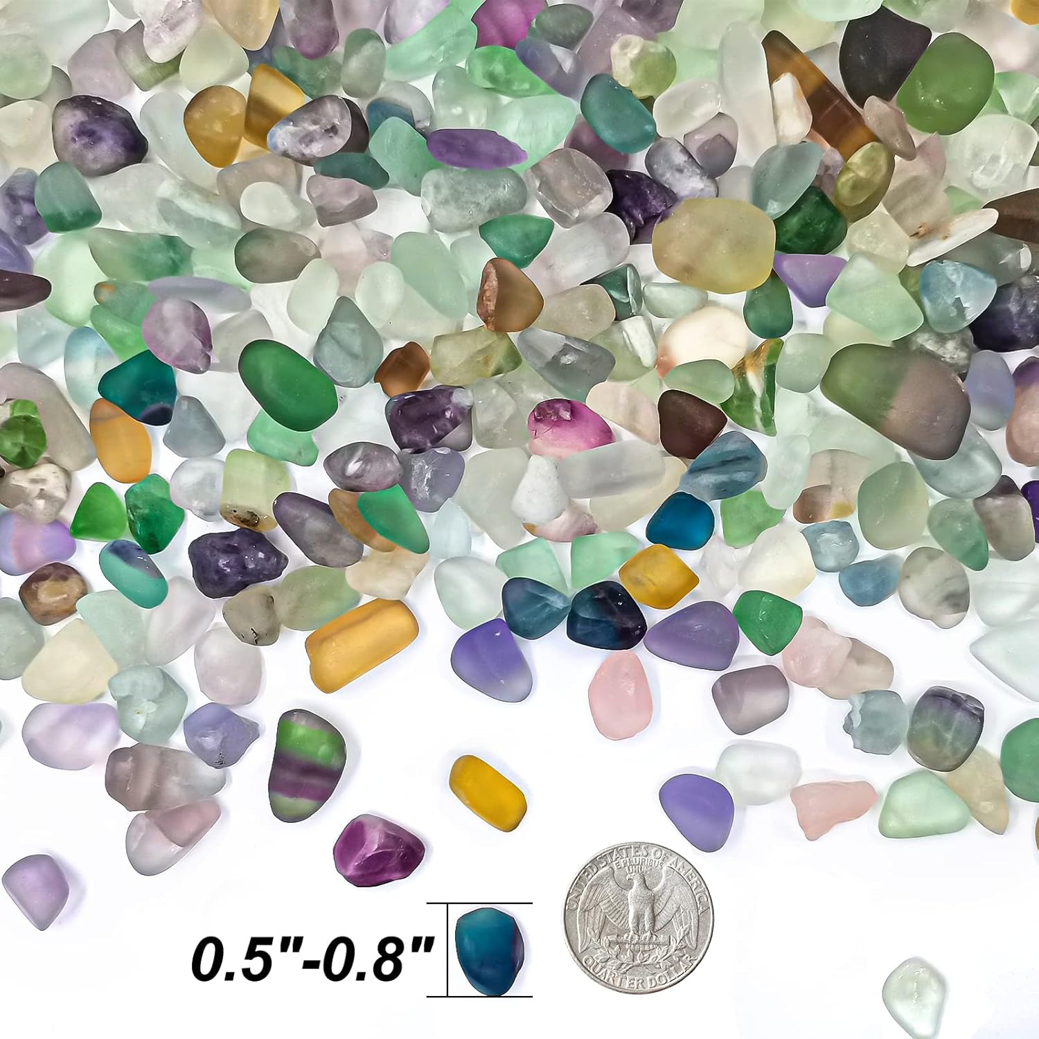 Keedolla 3 LB Fluorite Tumbled Chips Aquarium Fish Tank Gravel, Natural Crystal Quartz Stones Rocks Pebbles for Vase Fillers, Garden, Succulent Plants Decor