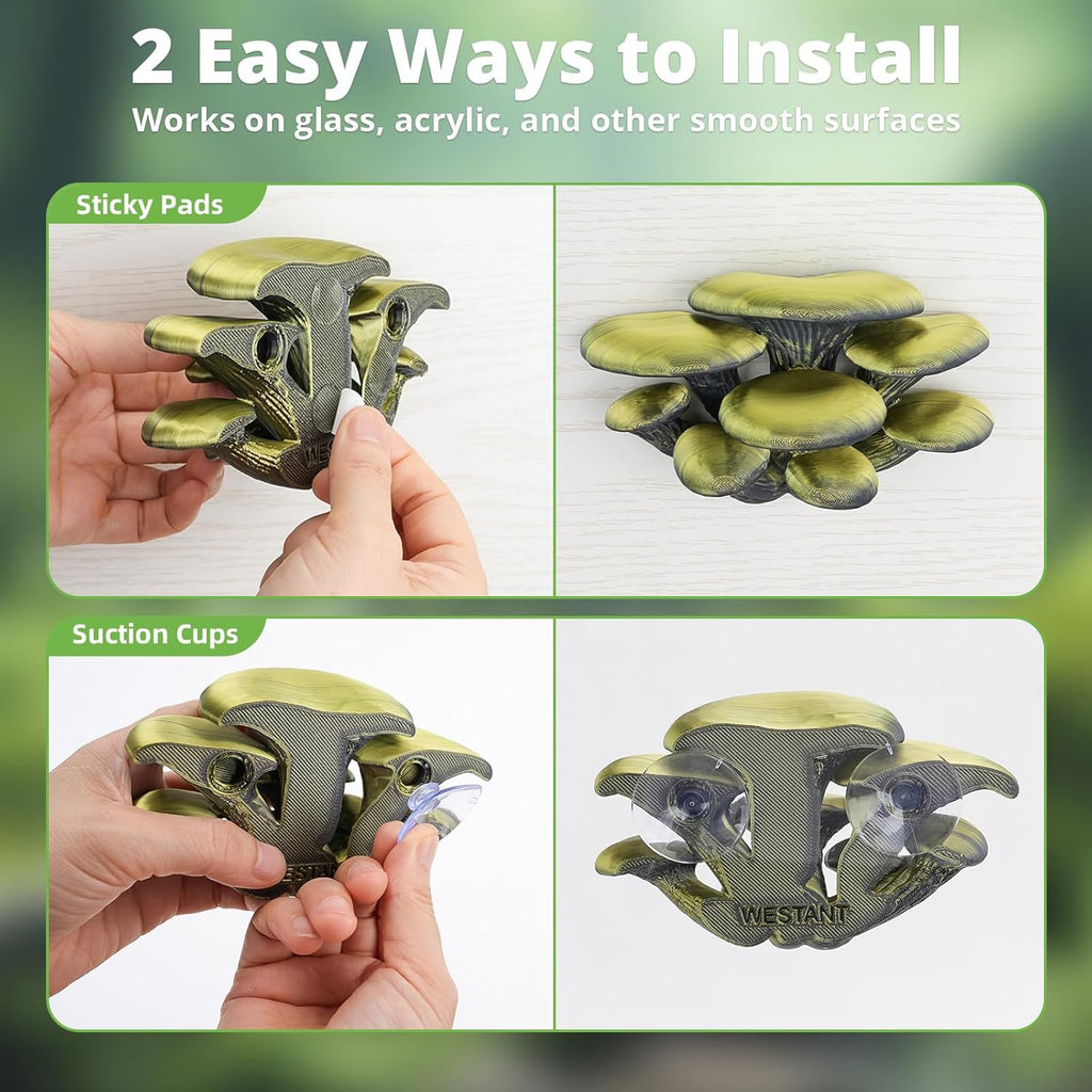 Mushroom Decor for Reptile Tank, Fish Tank, Pet-Safe Bearded Dragon Tank Accessories, Realistic Terrarium Plants for Leopard Geckos, Crested Geckos, Tree Frogs, Snakes (Cocoa, Cluster Cap)