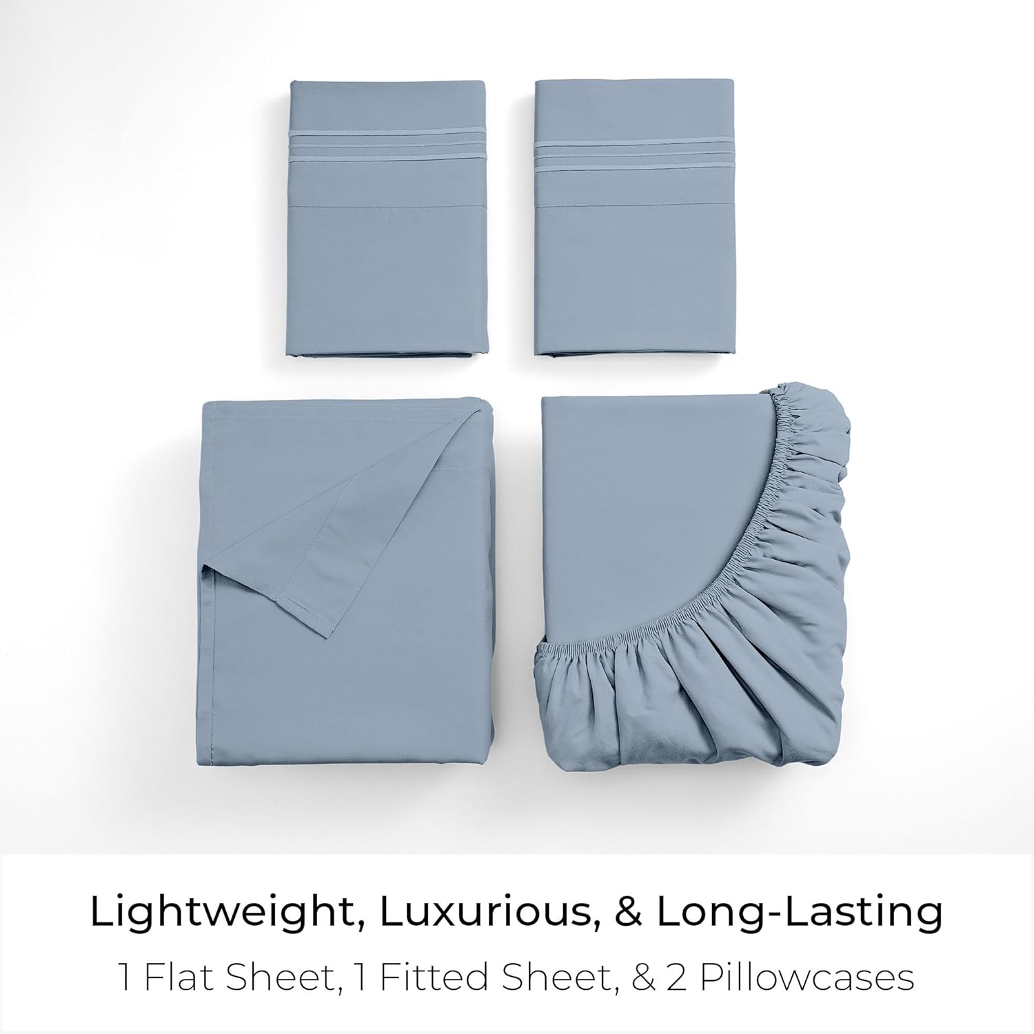 Mellanni Full Sheets Set - 4 PC Iconic Collection Bedding - Hotel Luxury, Extra Soft, Cooling Bed Sheets - Wrinkle, Fade, Stain Resistant (Full, Blue Hydrangea)