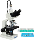 OMAX 40-2500X LED Digital Trinocular Compound Microscope 1.3MP Camera + Blank Slides + Covers + Lens Paper