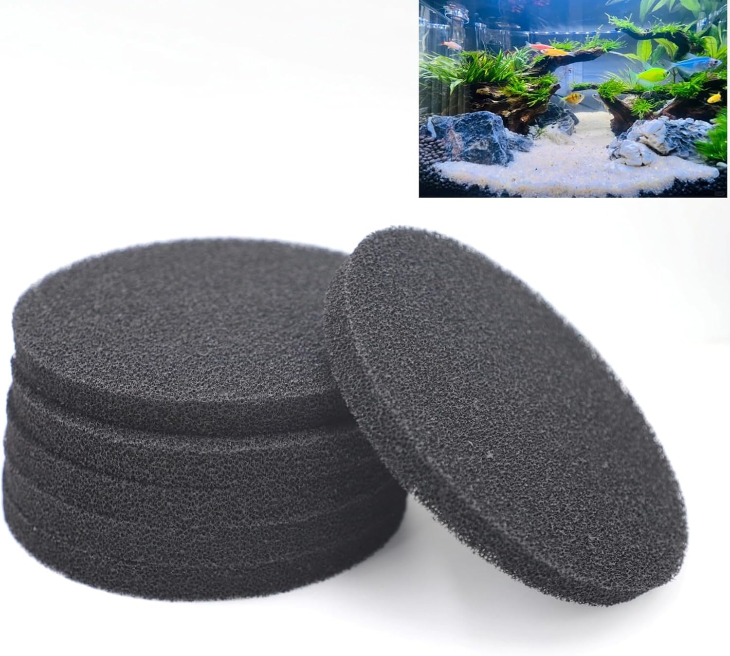 6-Pack Foam Filter Pads, Carbon Filter Pads Compatible with Fluval FX4/FX5/FX6 Canister Filters, Replacement Carbon Impregnated Foam Aquarium Filter Accessories