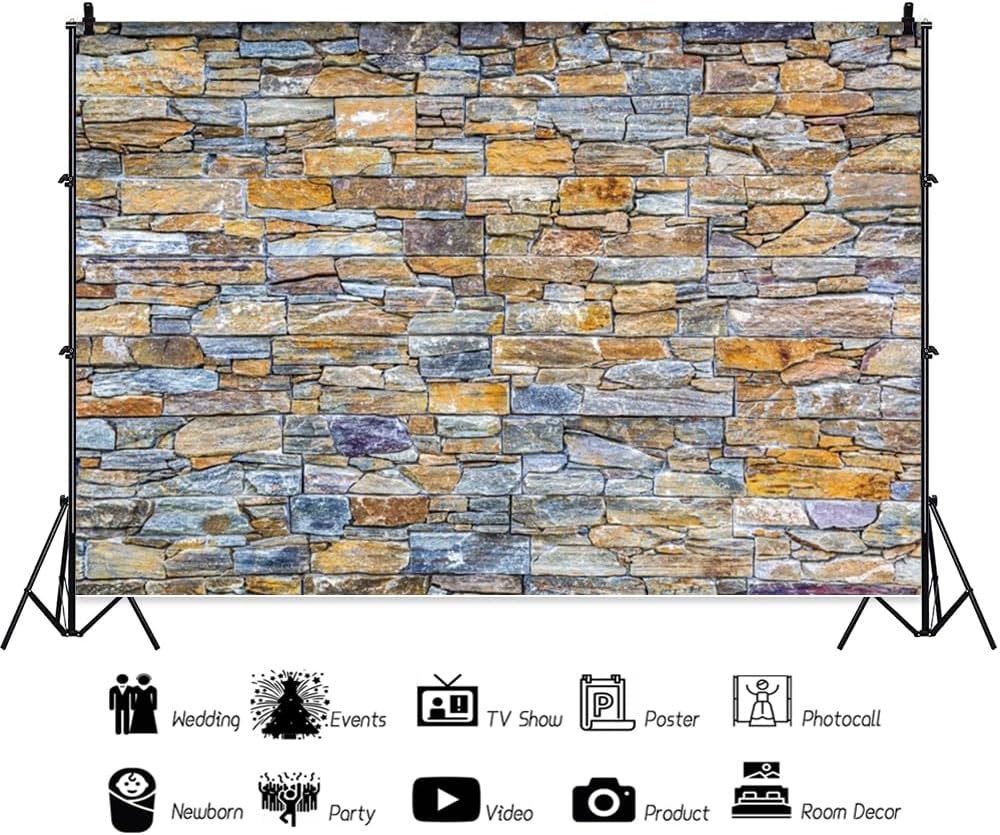 ChloropLastid 7x5ft Brick Wall Backdrop Retro Art Blue Brick Wall Background Rural Style Wall Texture Countryside Photography for Newborn Birthday Baby Shower Party Decorations